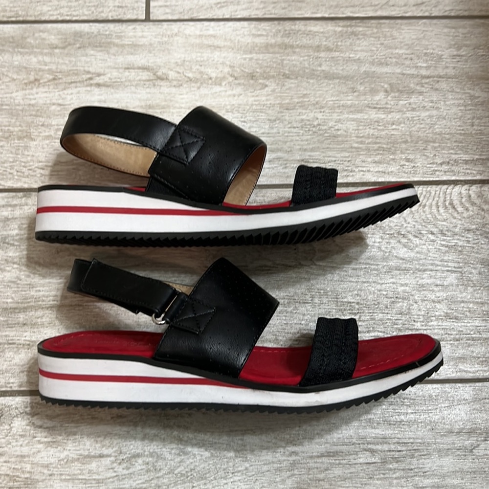 Adrienne Vittadini Sport Red & Black Sandals-8M - Picture 3 of 10
